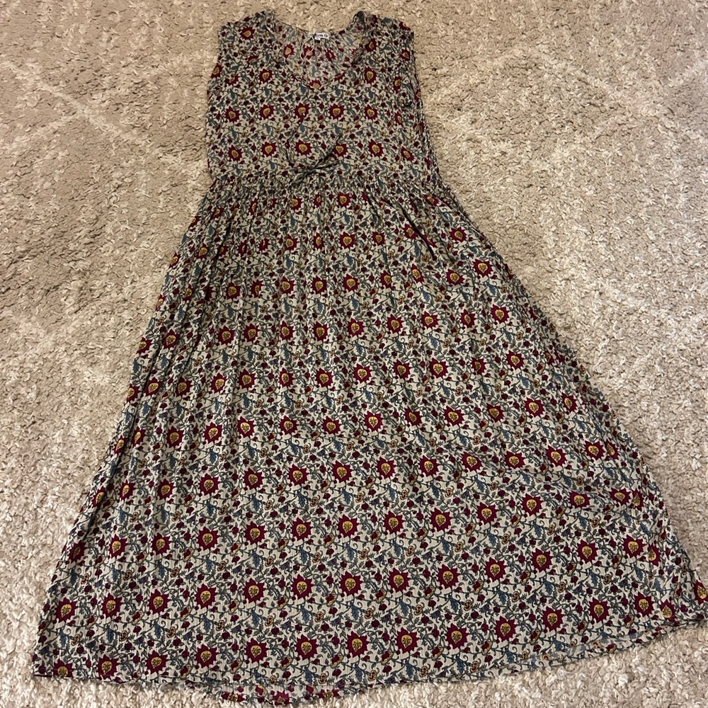 Natura Floral Sleeveless Maxi Dress - Multicolor with pockets size S
